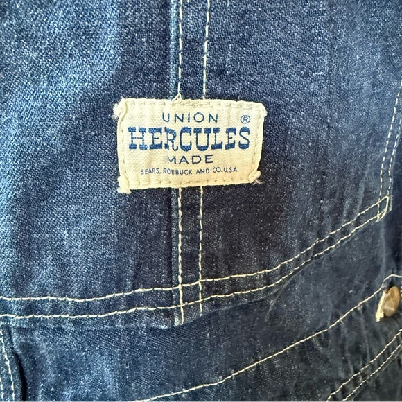 Vintage 50s 60s HERCULES dark Denim Overalls unisex M VERY RARE union made - Picture 2 of 16